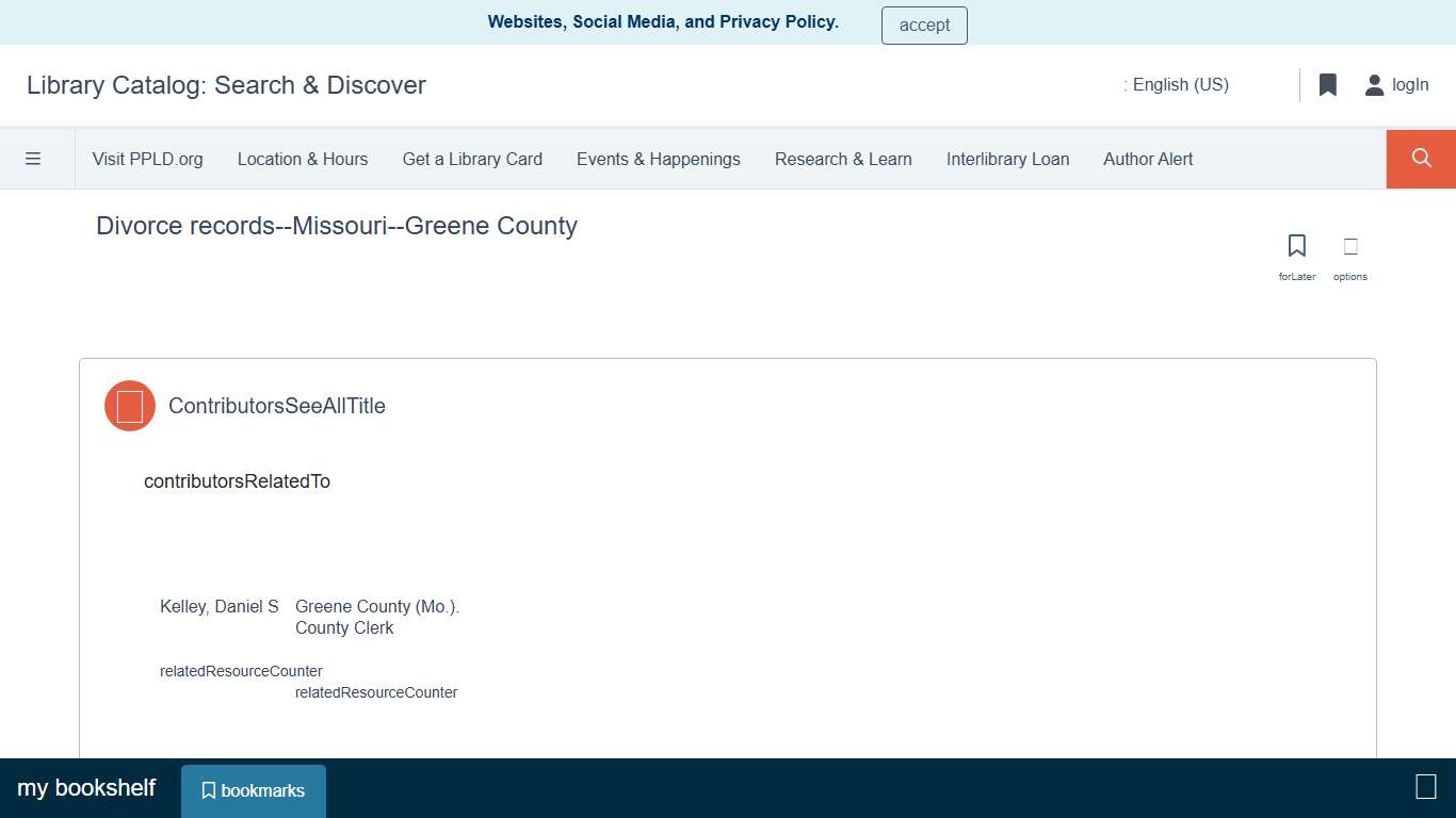 Divorce records--Missouri--Greene County Library Catalog: Search & Discover